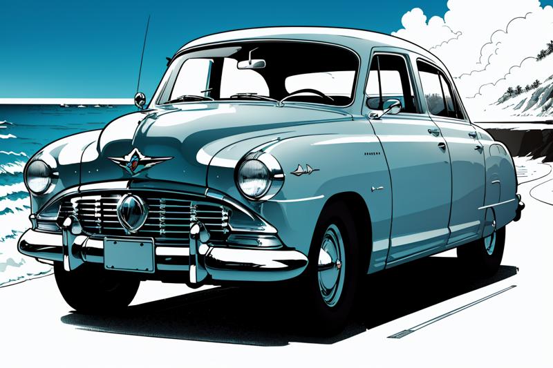 04262-3597590104-(inked original-art_1.2), (lineart_1.31), (fine-details_1.3) illustration of a HudsonHornet, a pale blue car driving on a pacifi.png